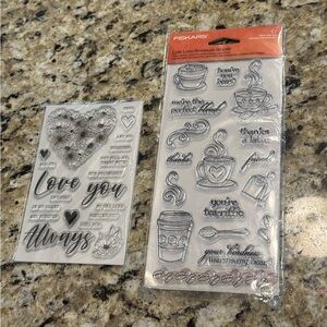 Fiskars Latte Love Clear Stamps bundle NEW